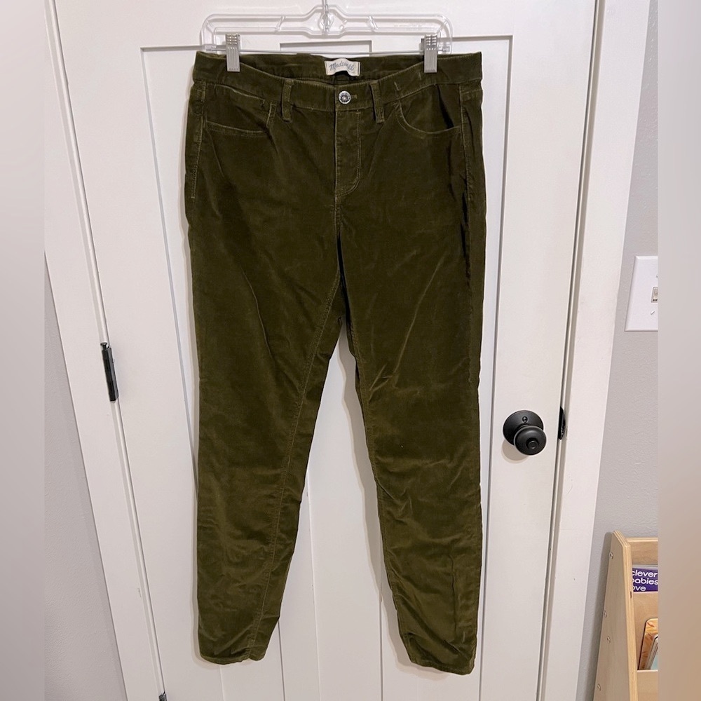 Madewell Corduroy Pants 32x32 Olive Green Slim Fit Taper Leg Stretch